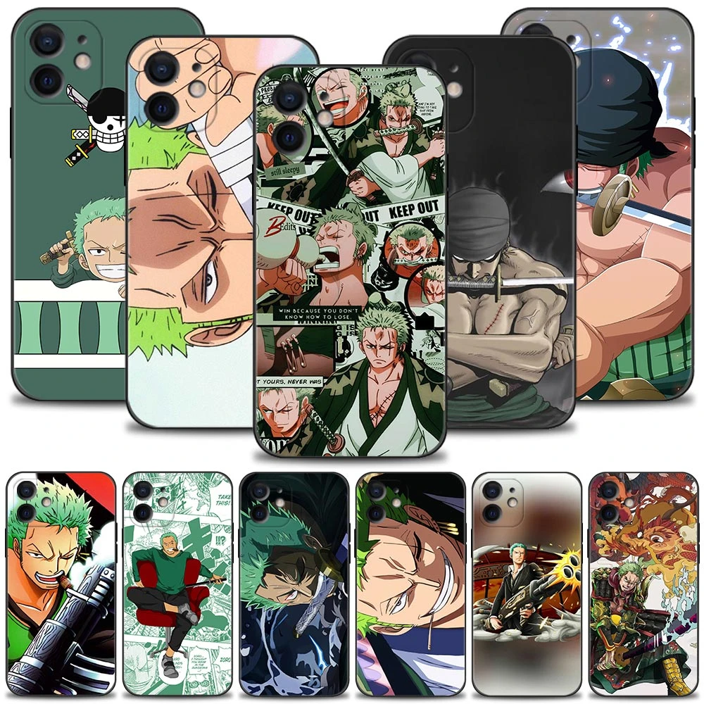 cute iphone 12 cases Cartoon One Piece Roronoa Zoro Phone Case For iPhone 11 13 12 Pro Max 12 Mini 7 8 6 6S Plus XR X XS 5 5S SE2 Silicone Soft Cover iphone 12 cover