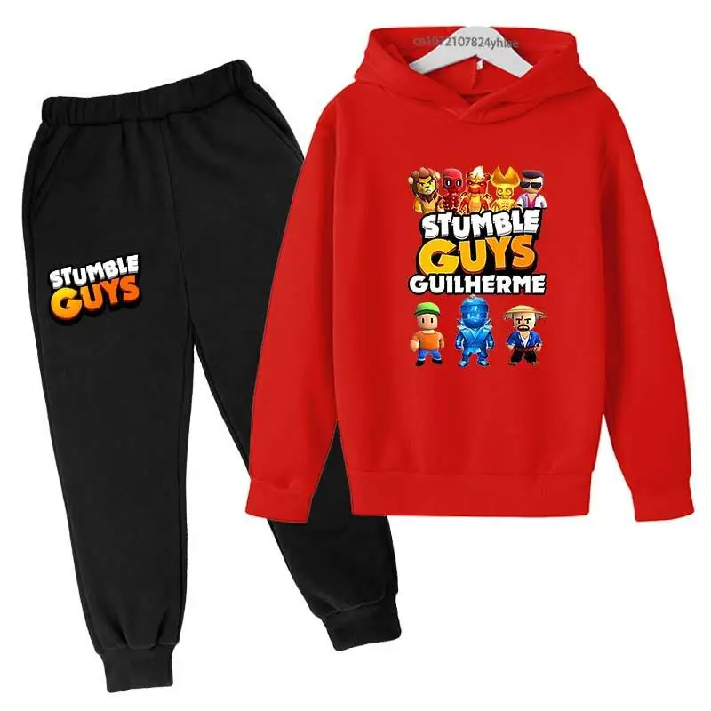 thumbnail image 1 of Conjunto de 2 piezas de sudaderas con capucha y pantalones para niños de 3 a 13 años, ropa para niños y niñas, traje divertido para primavera y otoño, 1 of 5