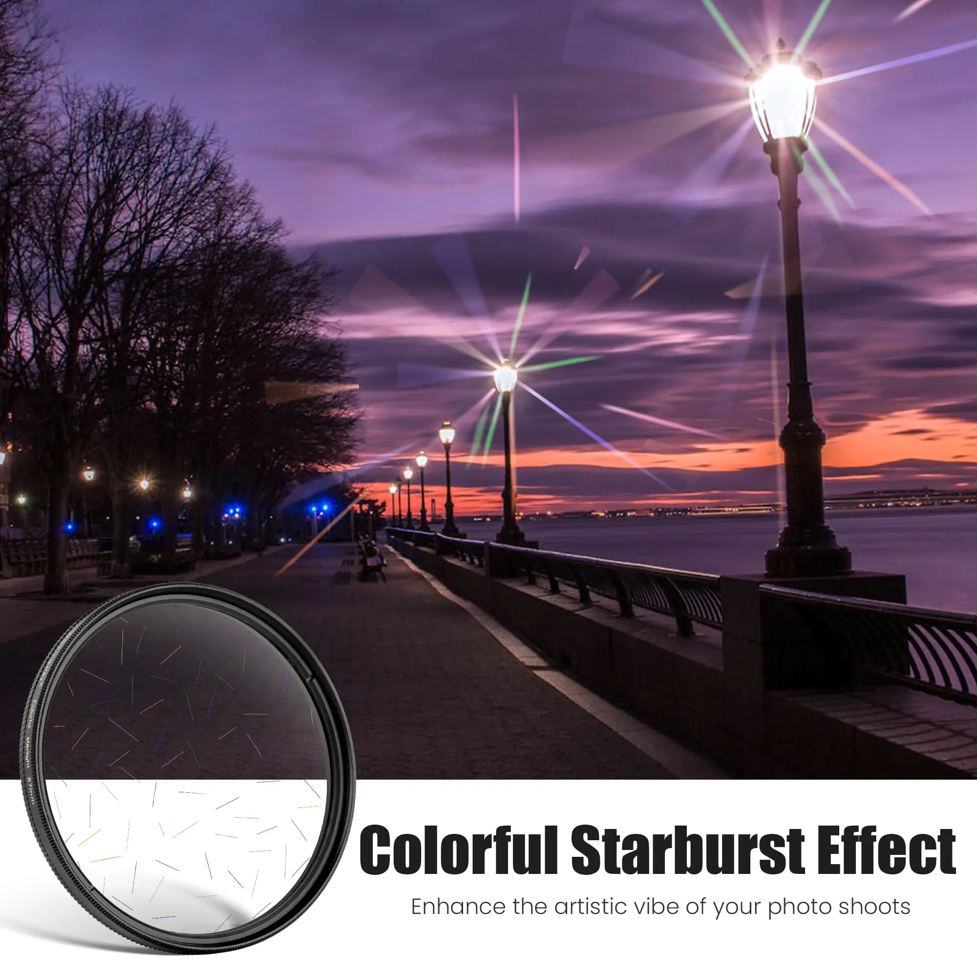 72mm Solar Filter NEEWER 72mm Brushed Colorful Starlight Filter