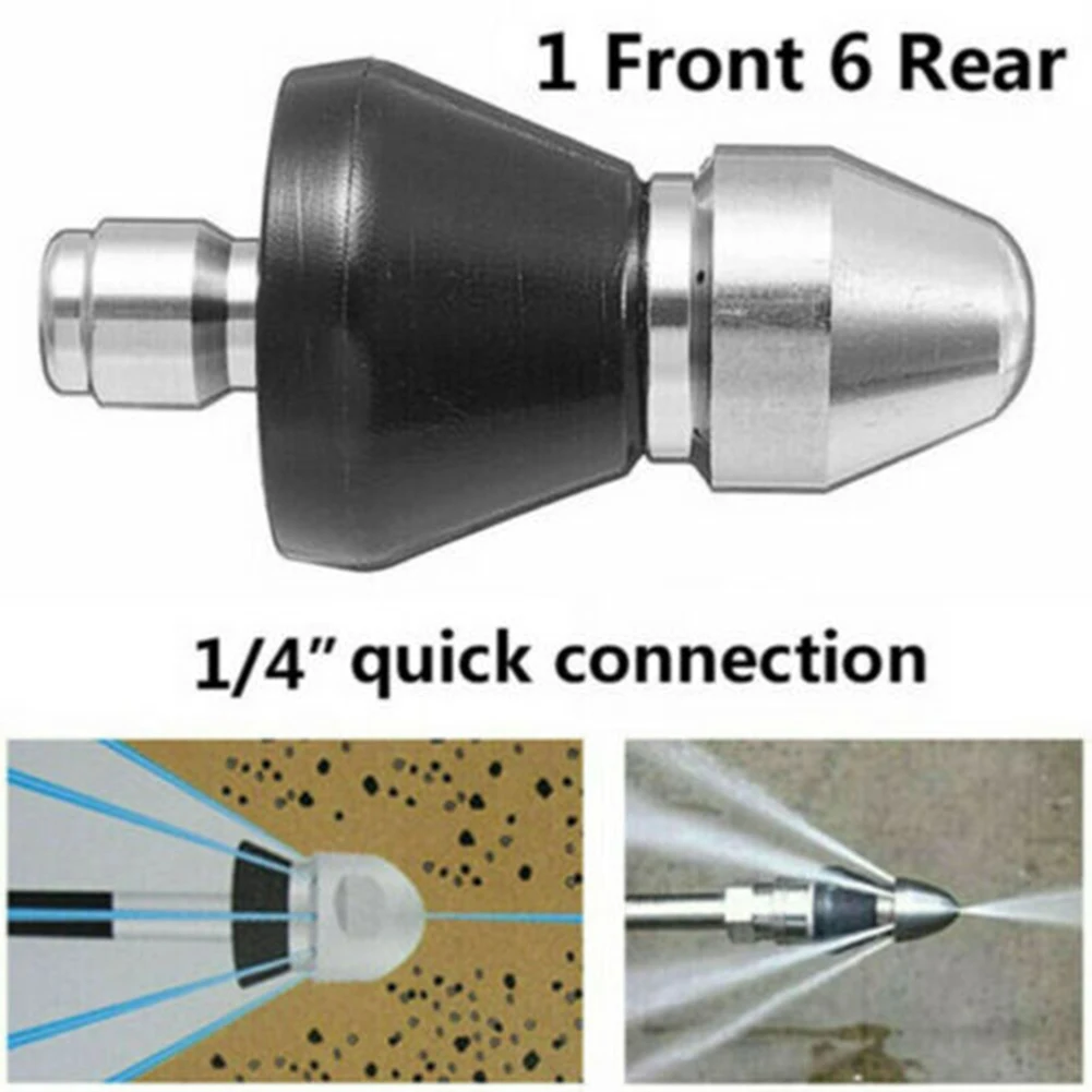 

Pipe Dredge Nozzle Cleaning Nozzle Garden Home Yard 6 Rear Jets Accessories 1 Front 6 Rear 1/4\" Pressure Washer