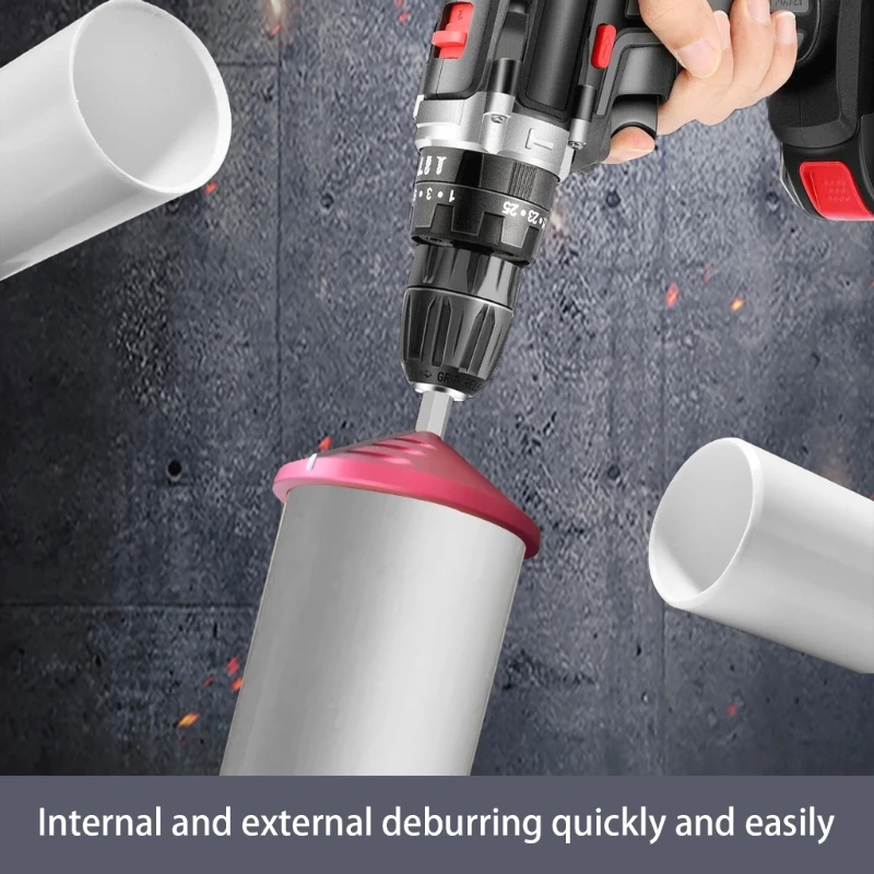 thumbnail image 2 of 2-in-1 PVC Deburring Tool – Inner & Outer Pipe Chamfer Tool For CPVC, ABS, PP, PE Pipes, Fits Drill 2 of 13