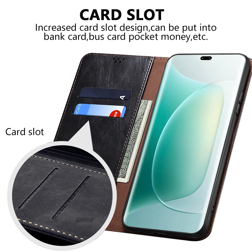 Luxury Leather Flip Wallet Case with Card Slot and Stand - Magnetic Closure Protective Phone Cover