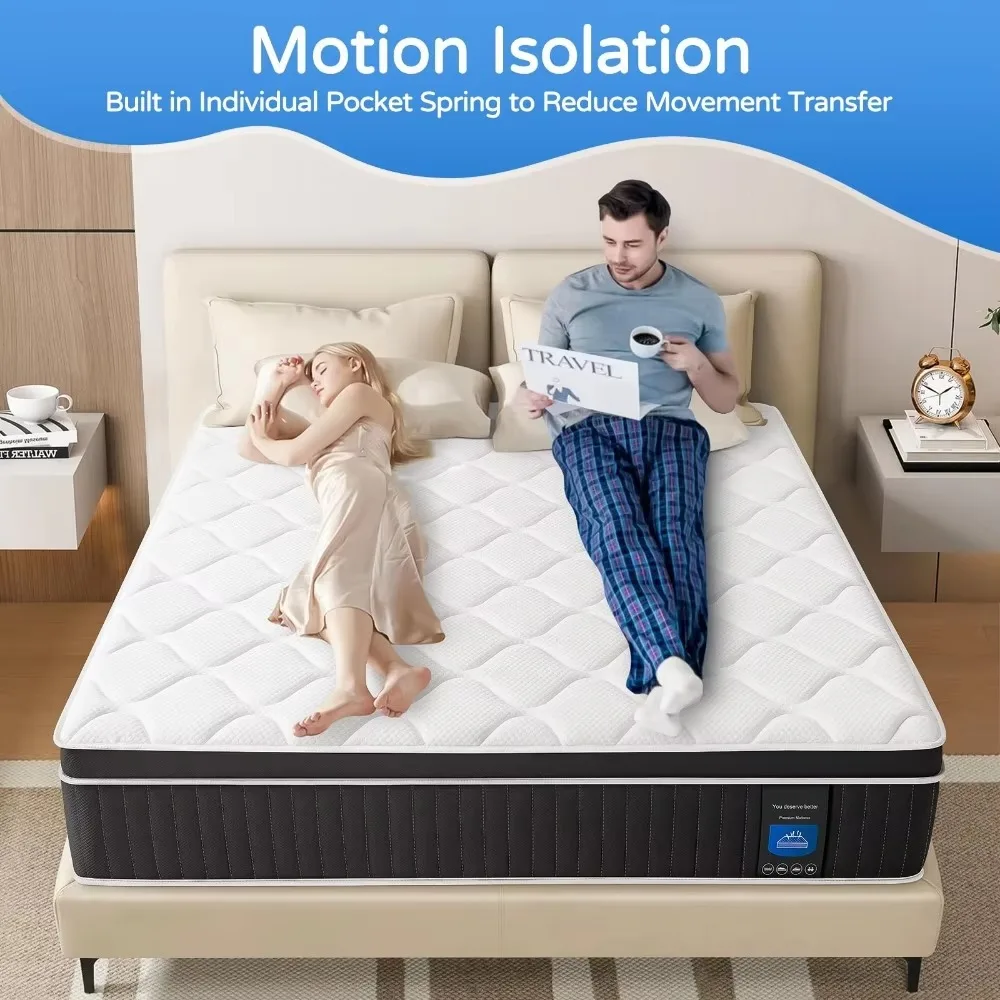 Upgrade Strengthen Hybrid Mattresses in a Box, 12 Inch Memory Foam Mattress Made of Individually Pocketed Springs for Support 5