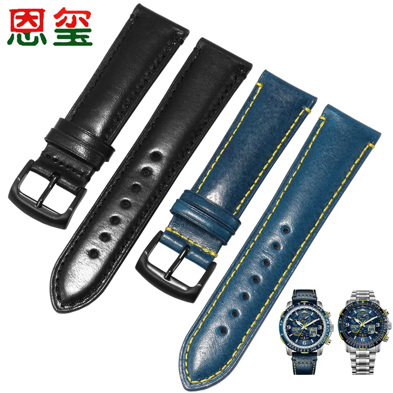 Cinturino In Vera Pelle Enxi Adatto Per Citizen Blue Angel Series Jy8078/At8020-54L Soft Watch Chain22 23Mm