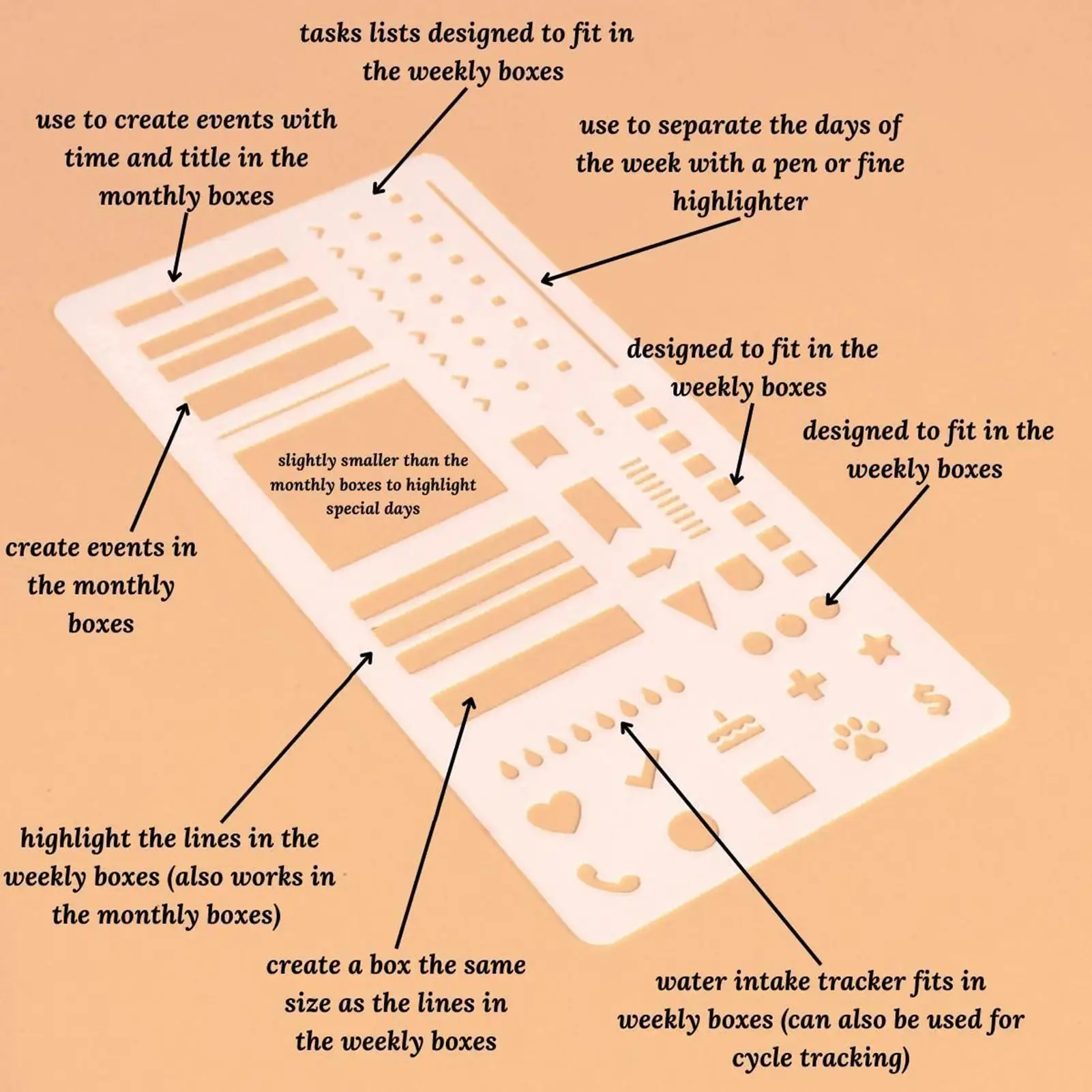 Planner Stencils, Planner Stencil Journal Dotted Ruler For Banners Lists Stamps Lettering Bookmark Diary Scrapbook Drawing