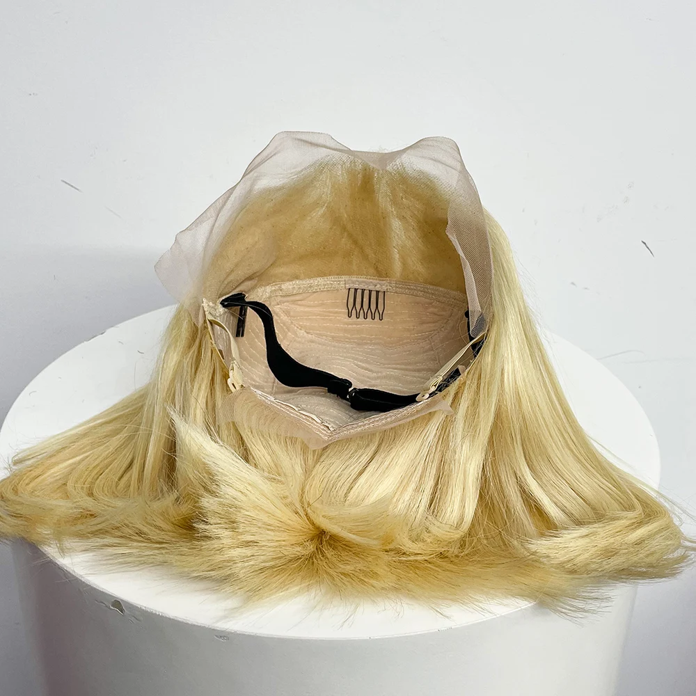 10 inches Blonde Bob Straight Human Hair Wigs 13x4 Lace Frontal 190% Density 613 Color Straight Human Hair Wig For Black Women