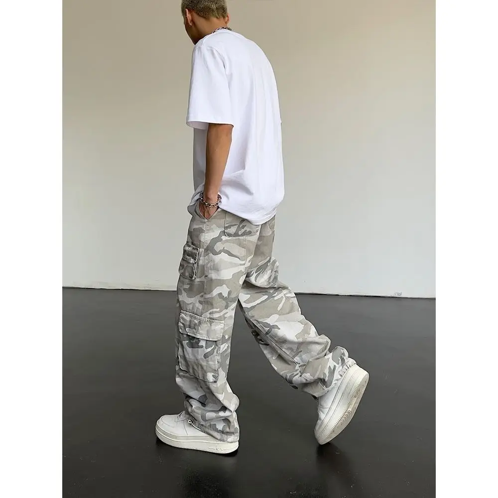 Camo Pants Baggy Jeans Hip Hop Trousers for Men Oversize Cargo Streetwear Denim Y2k Man Trendyol Woman Casual Grey Men's