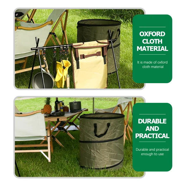 Összecsukható Kuka Kerti Táska Konyhai Kültéri Szemetes Hordozható Acél Huzal Garázs Szemét - Image 5