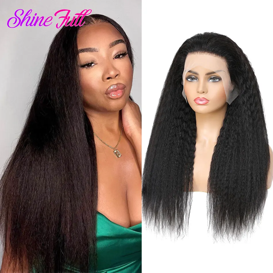 

Kinky Straight 13x6 HD Transparent Lace Front Wig 250% Malaysian Virgin hair 13x4 Lace Frontal Wigs Human hair For Women