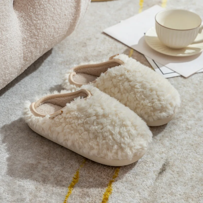 Crestar Warm Fluffy Women Slippers Winter New Indoor Soft Sole Fuzzy Bedroom Flat Slides Non-slip Fleece Lind Fur House Slippers 3