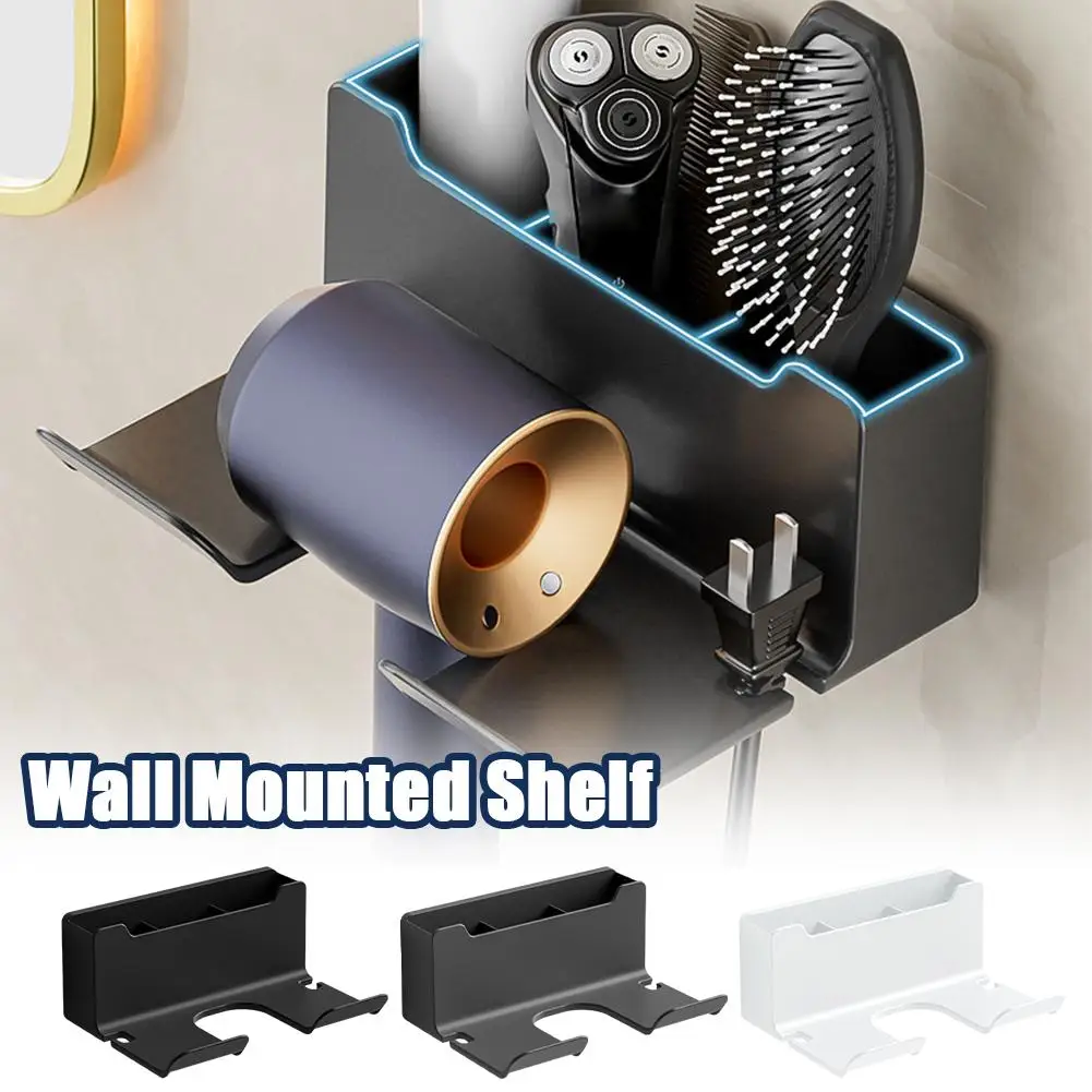 Hair Dryer Wall Mounted Shelf Cradle Straightener Stand Shelf Bathroom Blower Accessories Hairdryer Toilet Box Organizer