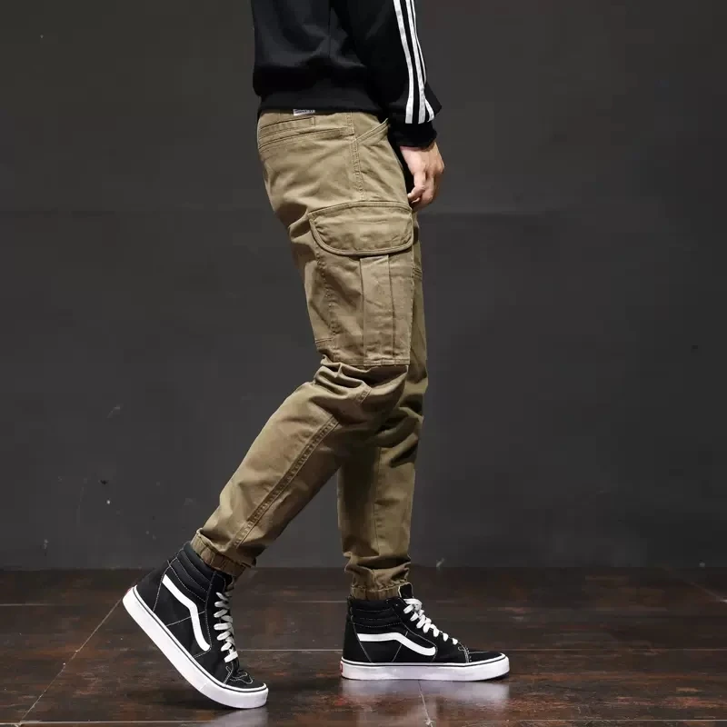 Streetwear Fashion Men Jeans Yellow Loose Fit Big Pocket Casual Cargo Pants Hombre Hip Hop Joggers Men Wide Leg Harem Trousers