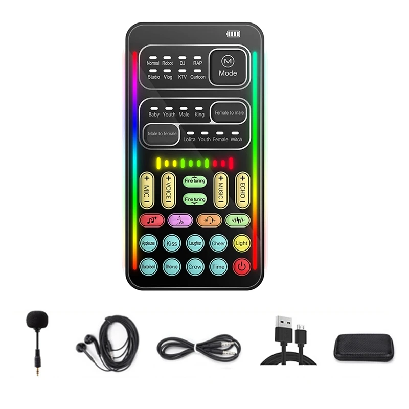 I9 Voice Changer Kit Completo Effetto Audio Multiplo Bluetooth Live Sound Card Strumento Microfono Per Scheda Audio Live Portatile Ultrasottile Durevo