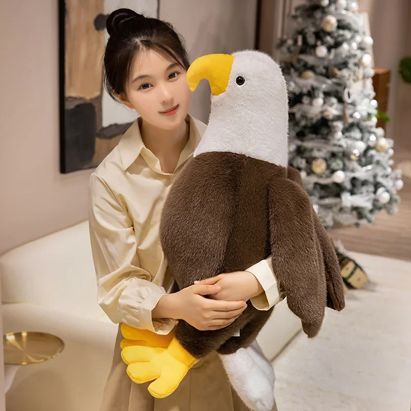 Lifelike American Eagle Owl Plush Toy Soft Stuffed Animal RealLife Bird Doll Home Decor Kids Children Boys Birthday Gift