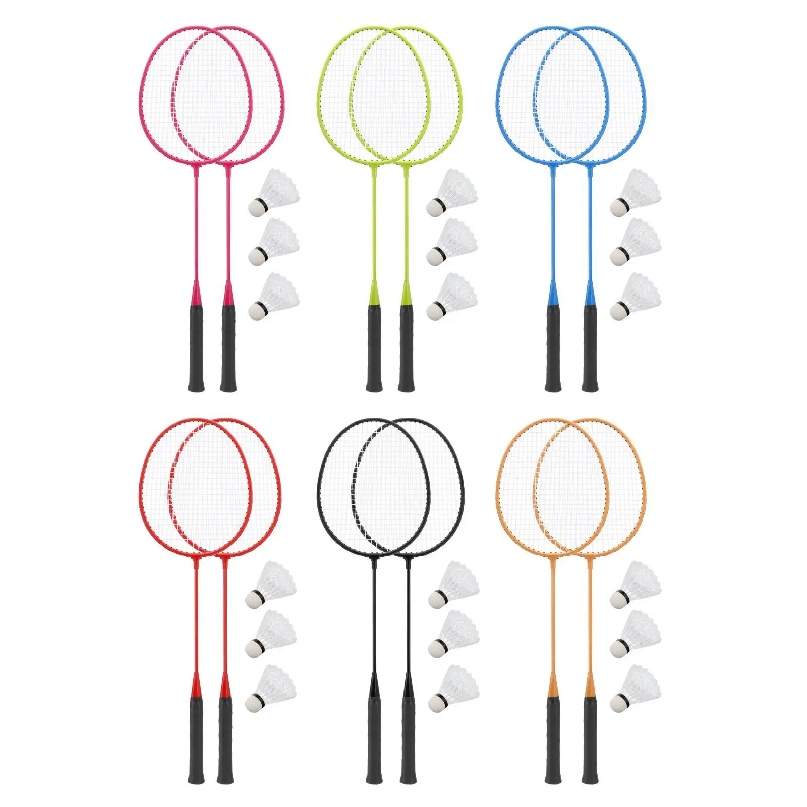 2x Badminton Racquet Professional Badminton Set with 3 Nylon Balls Alloy Shaft Beginners Lightweight Equipment