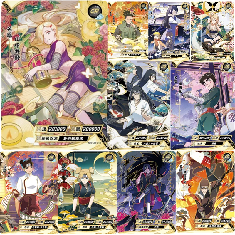 

New Naruto Cards Genuine Hatake Kakashi Sasuke Haruno Sakura Uzumaki Naruto Anime CR Bronzing Flash Gold Limited Edition Cards