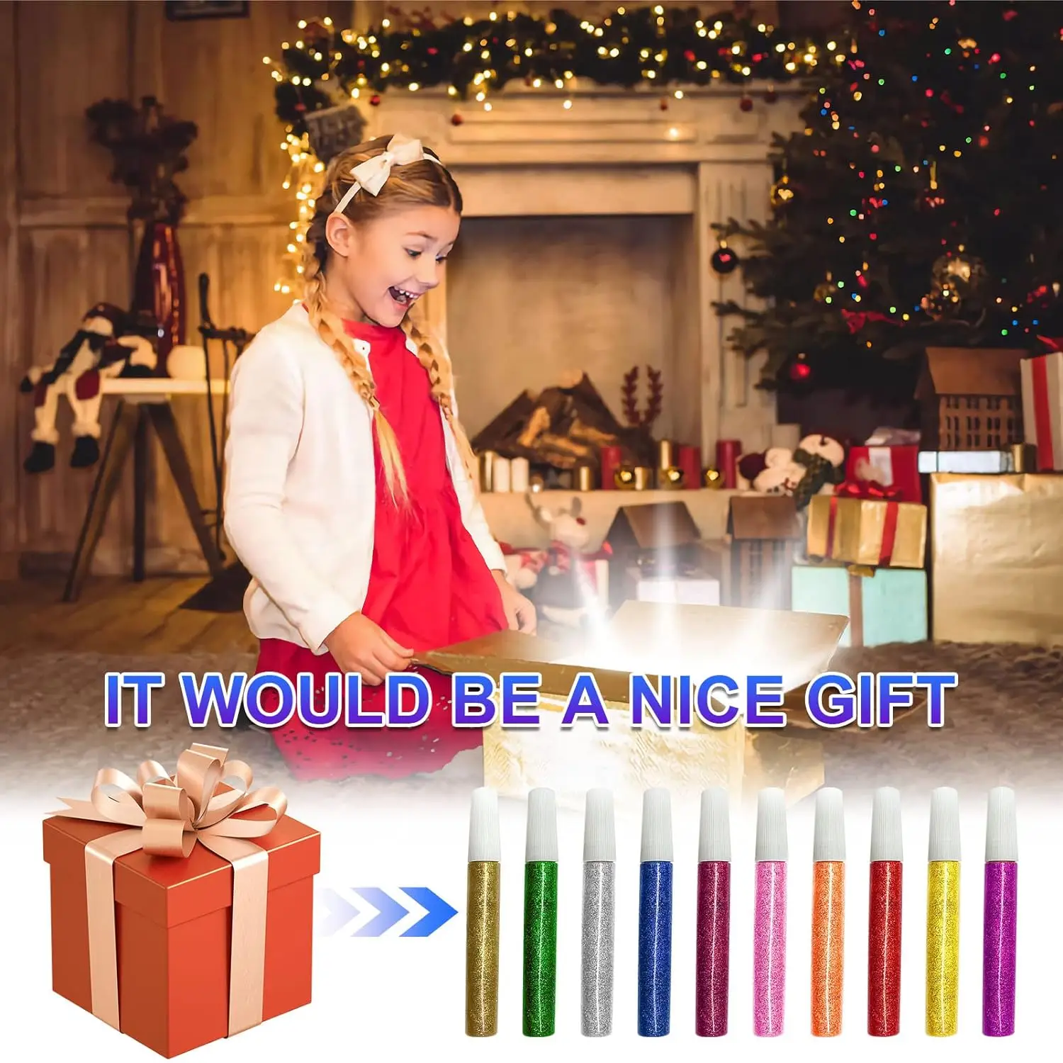 Non-Toxic Washable Glitter Glue Stick Set DIY Arts Crafts Glitter Pens Glue Gel Pens Art Grad Caps Decorating Supplies
