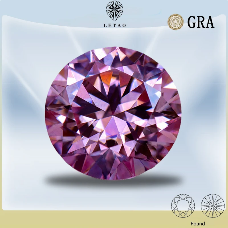 

Камень Муассанит Sakura, розовый цвет, круглый вырез, лабораторные искусственные драгоценные камни, прошел Алмазный тестер, приходит сертификат GRA