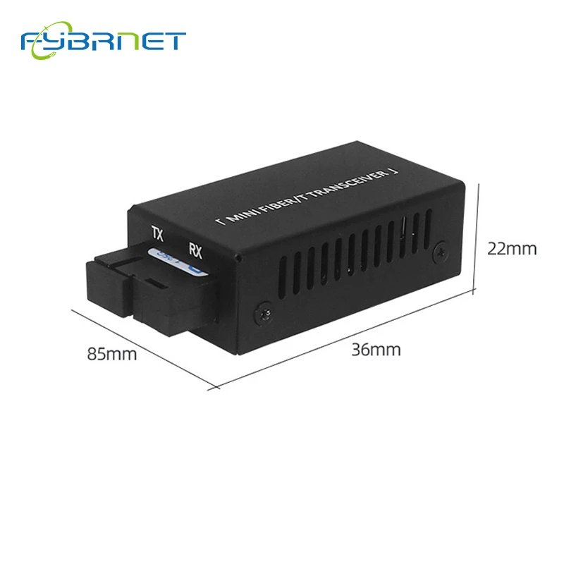 1 Pair 10/100Mbps  Mini 1F1E Optical Fiber Media Converter Fiber Transceiver Singlemode Simplex 10/100M SC 25KM Fiber Switch