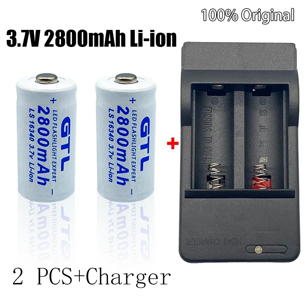 Rechargeable Battery 2-20pcs CR123A RCR123 ICR16340 Battery 2800mAh 3.7V Li-ion for Security Camera L70+16340 Charger