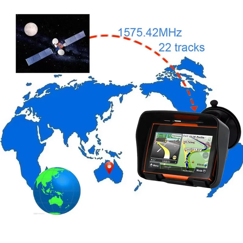 최고의 4.3인치 오토바이 자동차 GPS 네비게이션 방수 IPX67 방진 충격 방지 블루투스 FM AVIN 내장 8GB 무료 iGo 지도