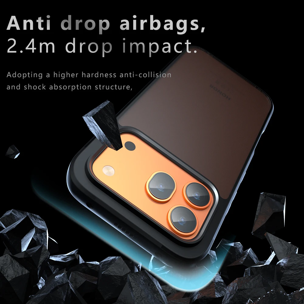 Shockproof Hard PC+Silicone Phone Case with Clear & Matte Back Cover