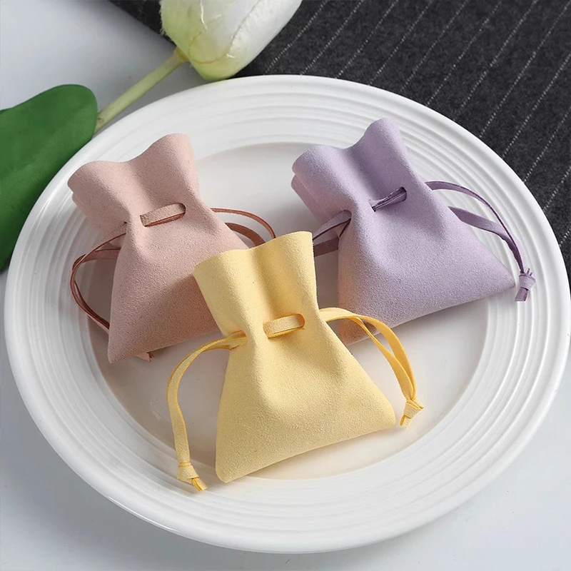 

10pcs Little Small Pouches Drawstring Imitation Leather DIY Handmade Jewelry Organizer Storage Bags Earring Ring Packaging