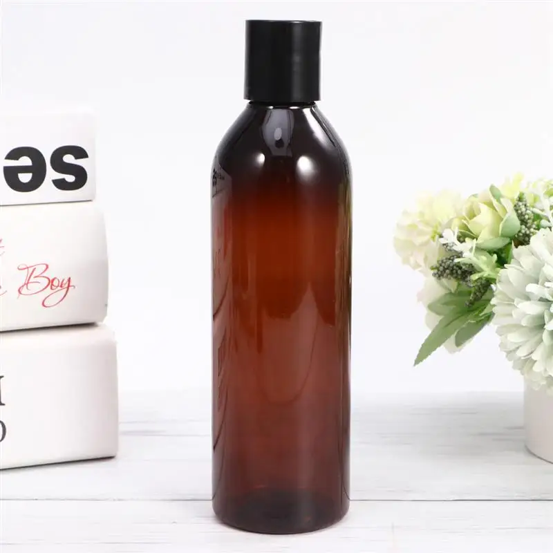 250ml Plastic Lotion Bottle Empty Bottle Press Type Lid Refillable Travel Shampoo Bottles Containers 6pcs
