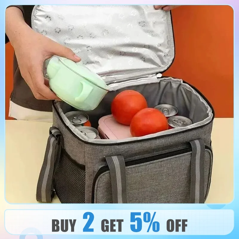 만화 동물로 가득한 신선한 음식 보관 가방: 어린이를 위한 휴대용 단열 피크닉 도시락 가방 8 대형 절연 도시락 가방, 방수 및 누출 방지, 두꺼운 휴대용 및 어깨 휴대, 야외 피크닉 도시락 가방, 블랙