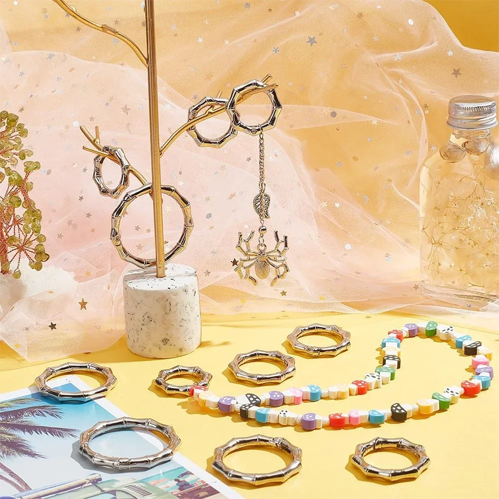 5PCS Metal Bamboo Buckle Spring O Ring Round Push Trigger Key DIY Connector Openable Keyring Carabiner Purses Handbags Snap 6
