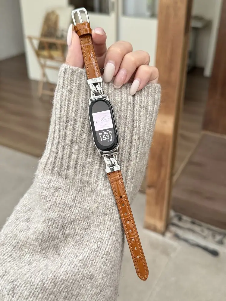 Elegant Leather Watch Strap - Slim Genuine Leather Band Bracelet Wristband in Classic Style
