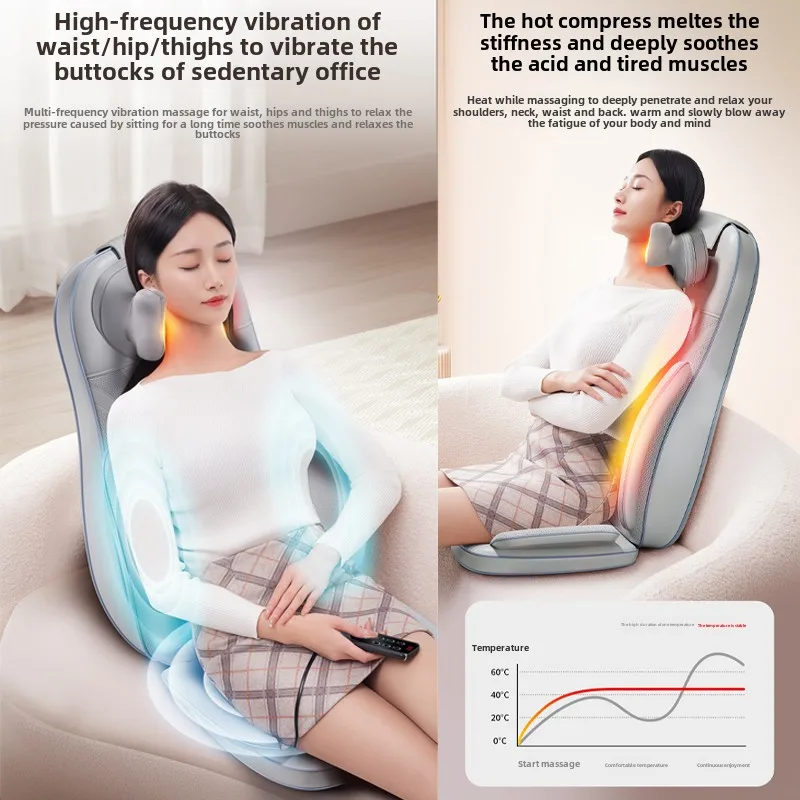 Shoulder Cervical Spine Hot Compress Massager Whole Body Automatic Kneading Back Waist Massage Cushion Multi-functional