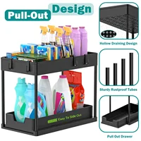 2 Tier Sliding Drawer Under Sink Storage Organizer Shelf Multipurpose Holder Rack For Kitchen Cabinet Bathroom Home Accessories 2