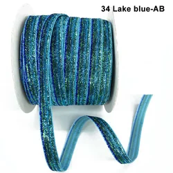 Multicolor Shimmer Glitter Velvet Ribbon for DIY Crafts and Decorative Wrapping (34 lake blue - AB)