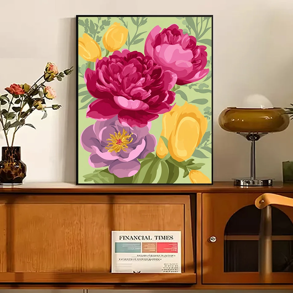 GATYZTORY Painting By Numbers New Flowers Decorative Watercolor Acrylic Paints Handwork Handmade Oil Picture Drawing Home Decor