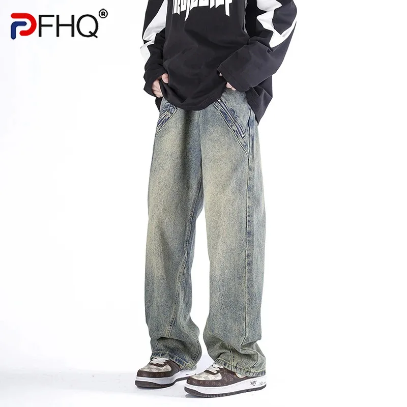 

PFHQ Men's Fashion Denim Wearproof Pants Zippers Pockets Cool Handsome Youth Sports Outdoor Comfortable Trousers Spring 21Z4064