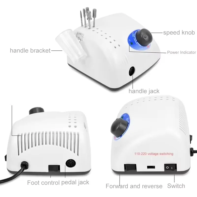 전문가용 네일 머신 65W 강력 210 마이크로 호스트 + 신형 40000RPM 강력 105L 전동 네일 드릴 광택기