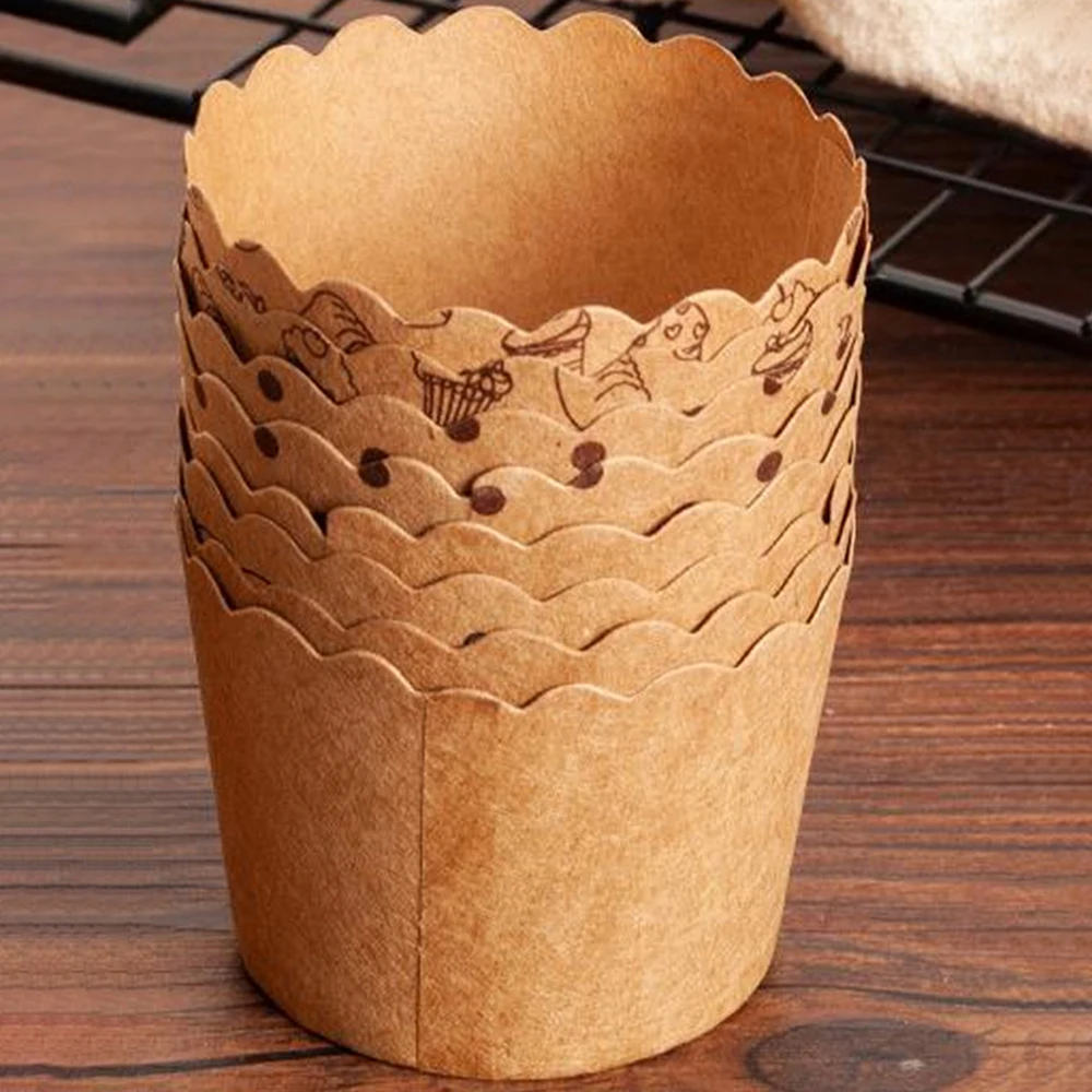 Medium Muffin Cups Cake Liner Paper Cups Kraft Paper Packing Box Wedding Party Decoration Cake Mold Baking