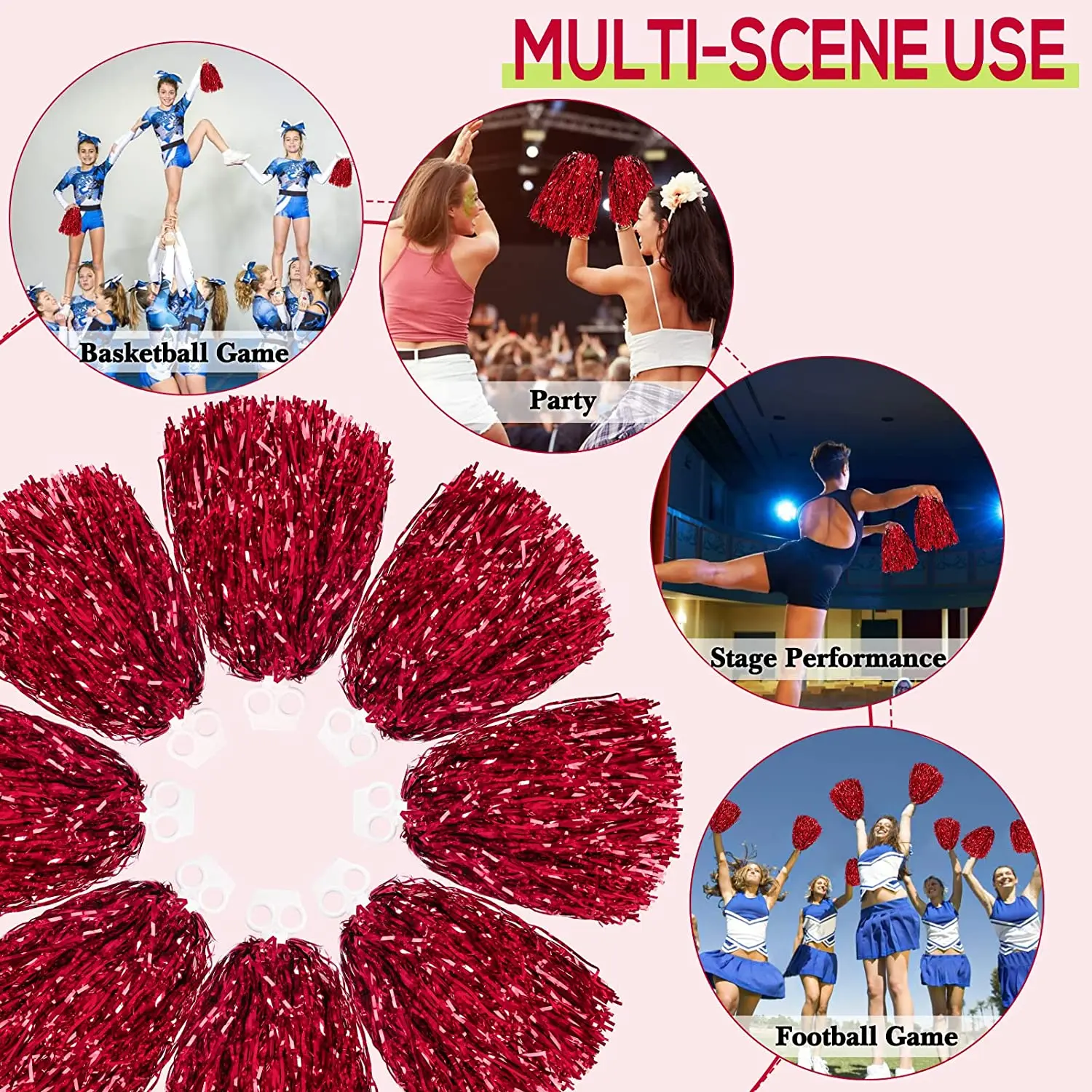 Cheerleading Pom Poms 1PC 28CM Cheer Dance Sport Competition For Football Basketball Match Children Use
