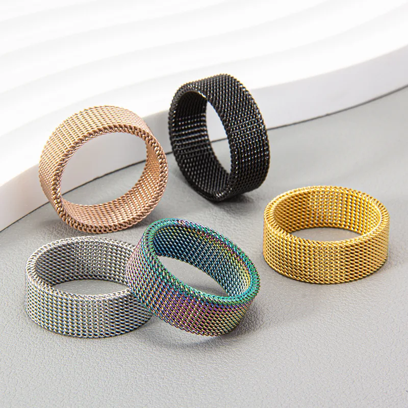 Stainless Steel Ring Finger Ring Modern stainless steel mesh band ring for men's woman's jewelry mesh belt cell ring