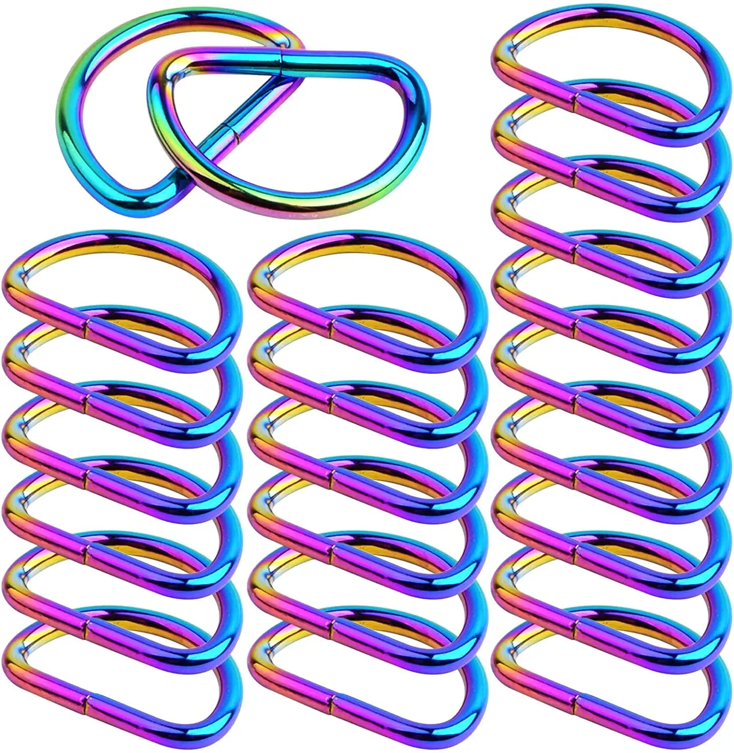 

20pcs Metal Semi-Circular Multipurpose D Rings Buckle DIY Accessories for Bag Purse Backpack Belt Clothing Sewing, Rainbow Color