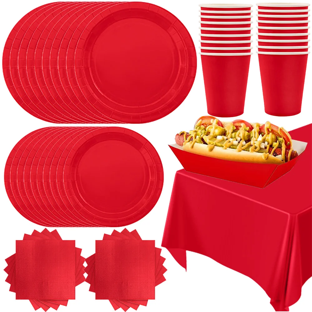 Vibrant Red Party Tableware Set for Celebrations and Events