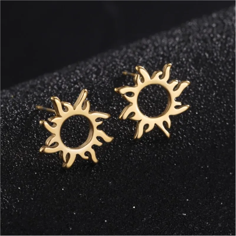 316L Stainless Steel Sun Totem Stud Earrings for Women 2024 New Fashion Classic Earring Jewelry Gifts
