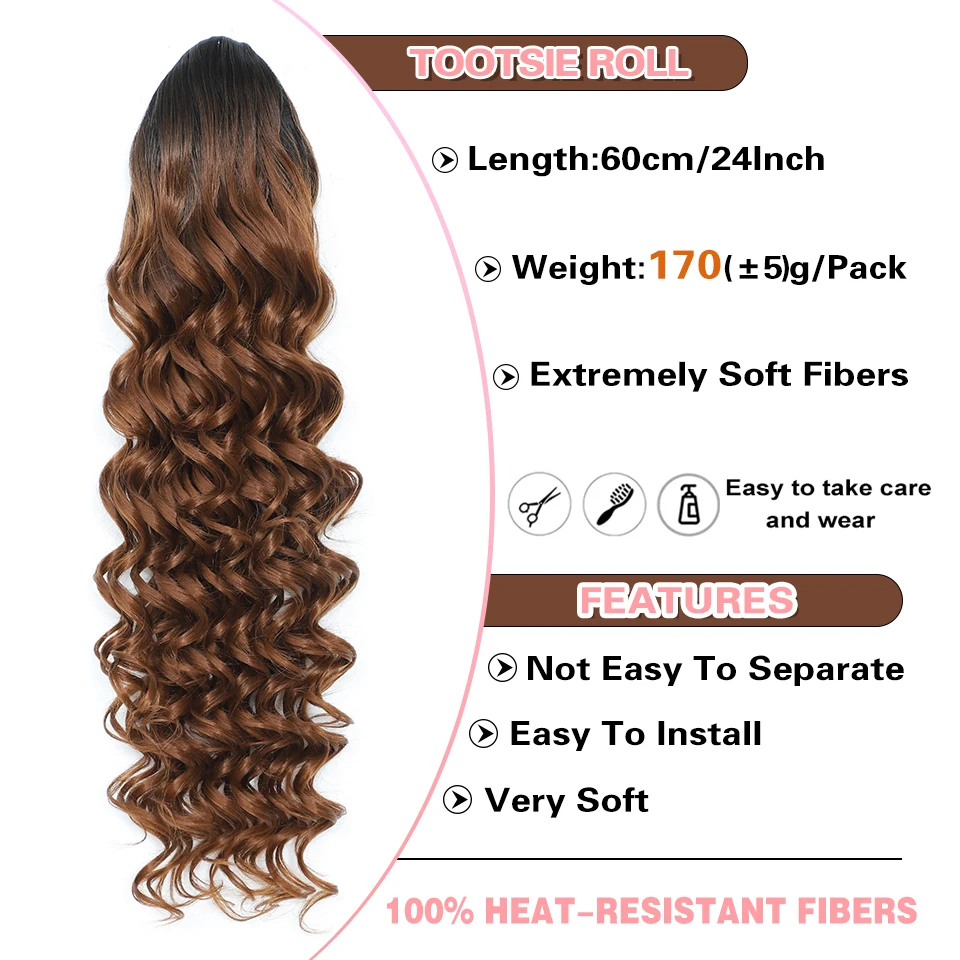 Curly Ponytail Hairpiece 24inch Synthetic Drawstring Ponytail Extension for Women Long Afro Curly Fluffy Ponytail Clip in Hair Extensions for Daily Use