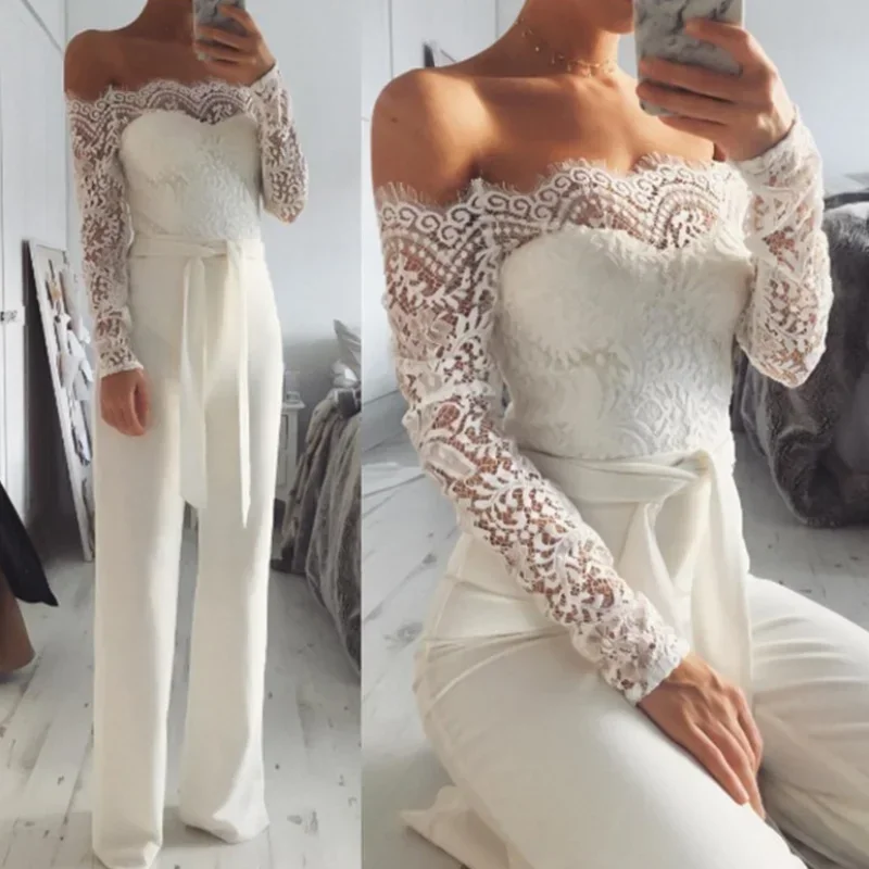 Women Lace Jumpsuits Backless Sleeveless Long Rompers Summer Slim Playsuit Clubwear Maternity Clothing Sets