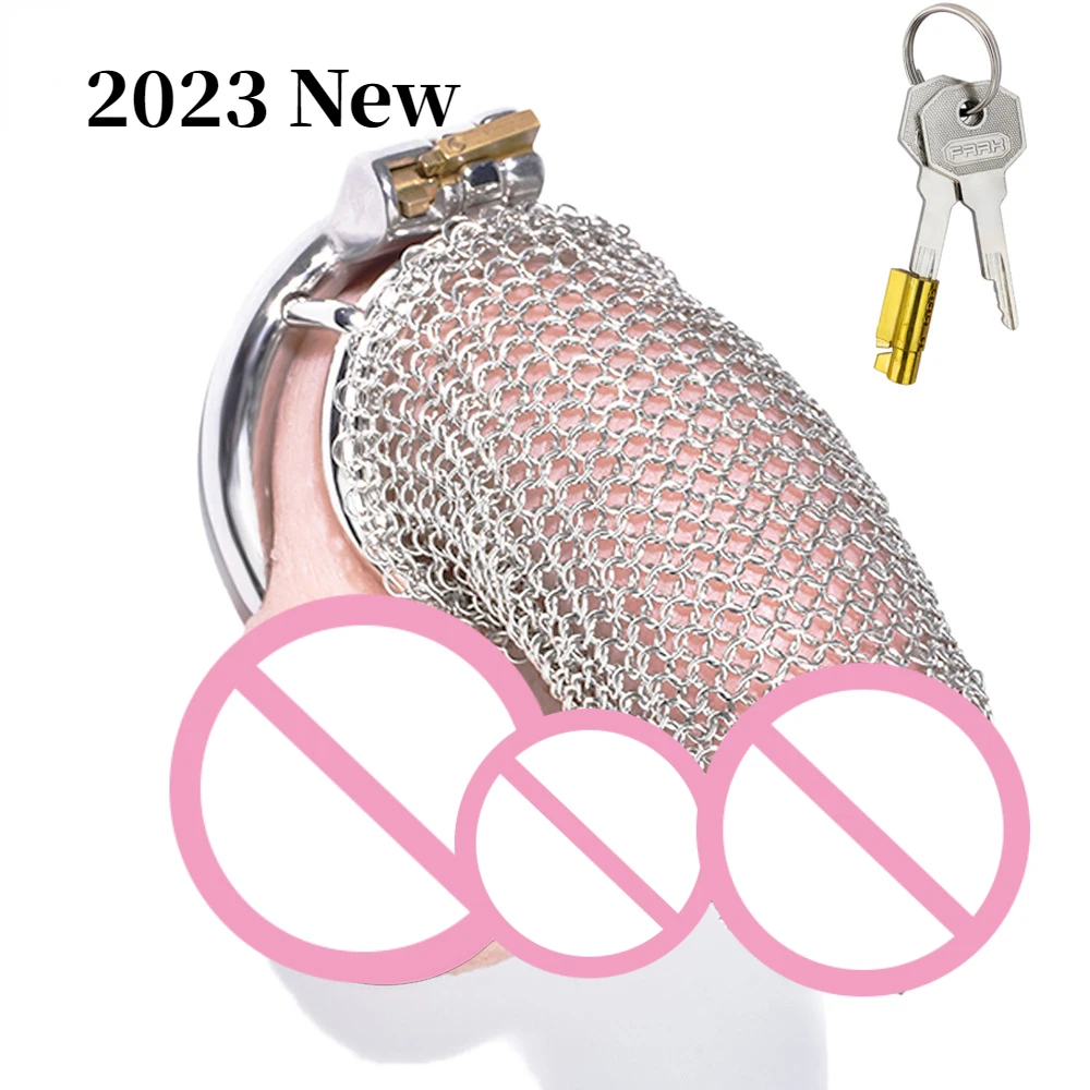 

2023 New Male Stainless Steel Mesh Chastity Cage Smooth Lightweight Anti Cheating Lust Control Penis Lock Cock Cage Sex Toys 18+