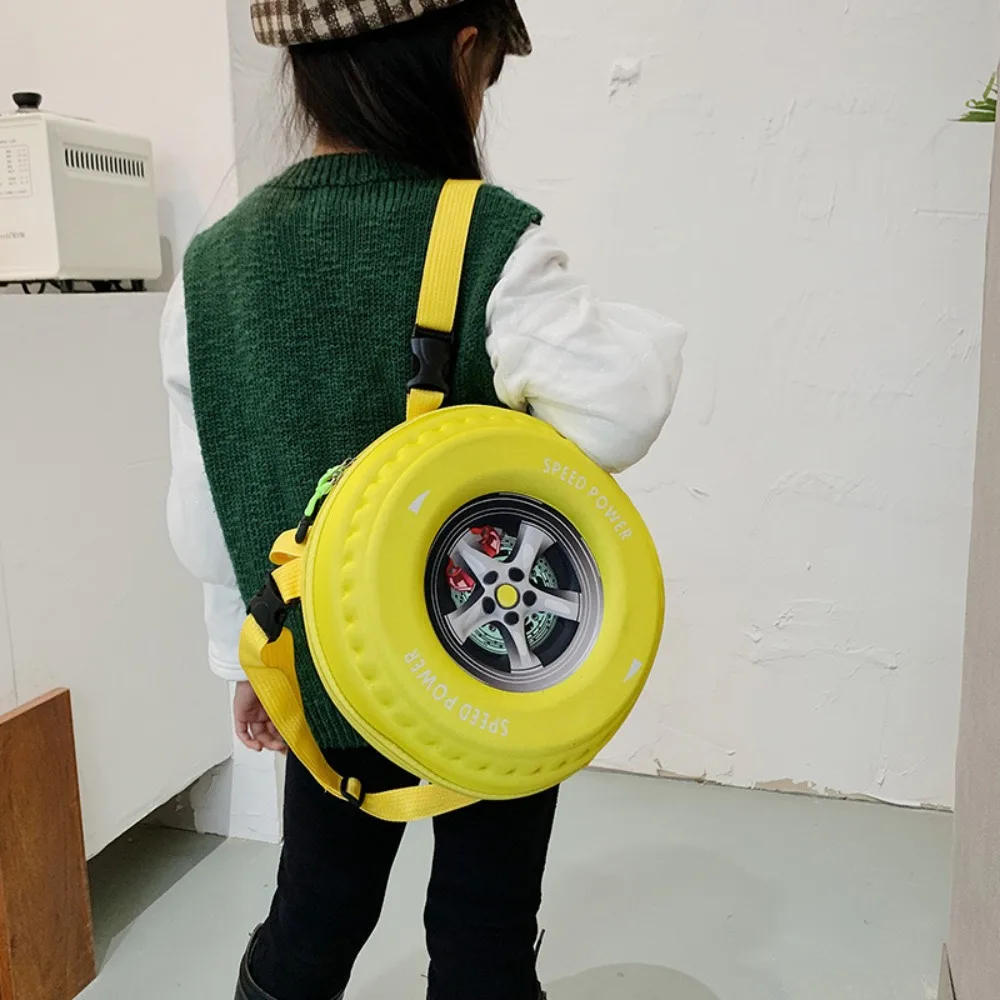 New Colorful Tyre Shaped Children's Schoolbag 3D Cartoon Backpack Large Capacity Kindergarten Shoulder Bag Kid Backpack 2