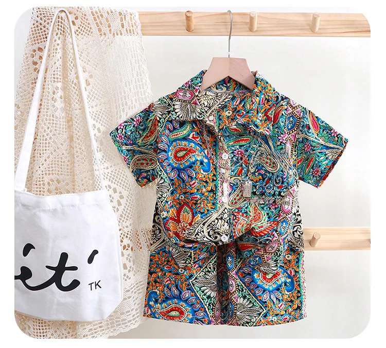 2PC Summer Baby Boys Clothes Set Children Boys Cartoon T-shirts + Shorts  Beach Outfits Kids Boys Tracksuits Vacation Suits