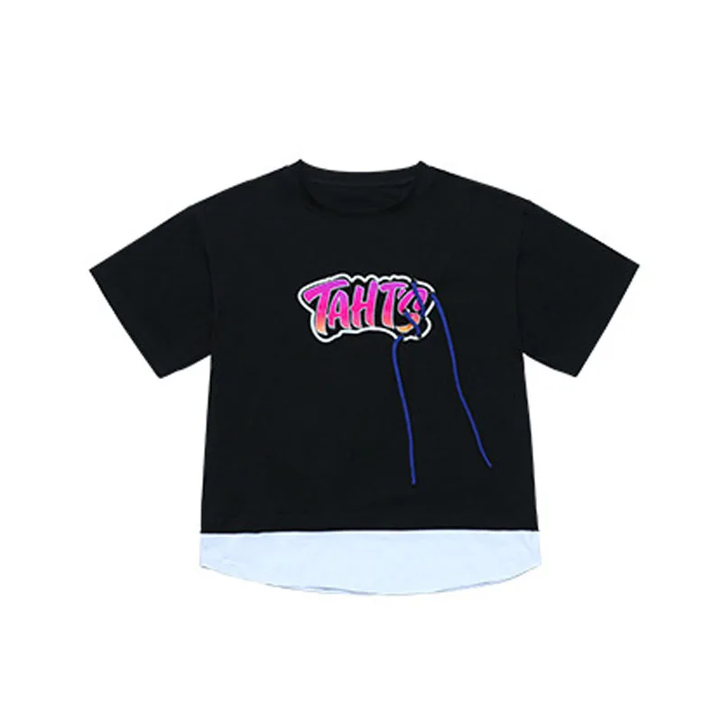 Kid Kpop Hip Hop Clothing Black White Print Oversized T Shirt Top Streetwear Cargo Pants for Girl Boy Jazz Dance Costume Clothes