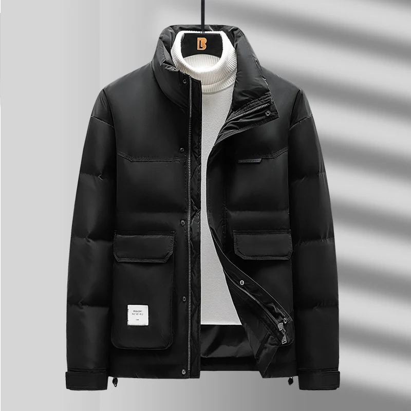 

Winter Mens Down Jacket 2023 Fashion New Thick Warm Stand Collar Windpoof Parka Men Solid Casual Down Jackets Coats Hot M-5XL